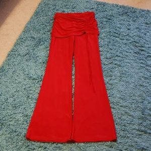 Sexy Red Trousers Pants with Skirt Overlay